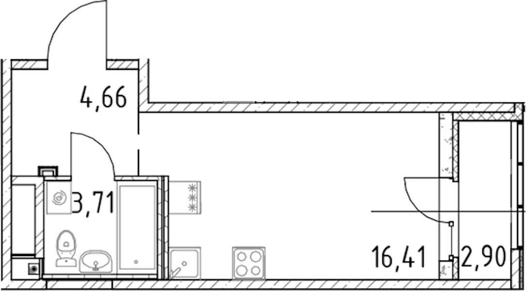 Квартира студия 24.78 м², 18/23 эт., ЖК «Город Первых»